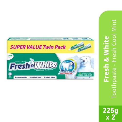 FRESH & WHITE Extra Cool Mint Toothpaste 225g x2 - Toothpaste, Fresh N White Toothpaste (牙膏)