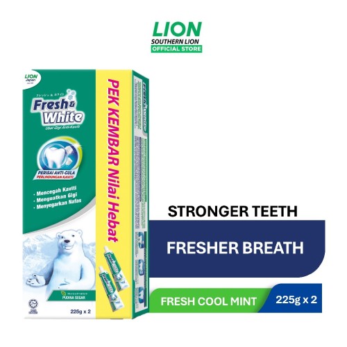 FRESH & WHITE Extra Cool Mint Toothpaste 225g x2 - Toothpaste, Fresh N White Toothpaste (牙膏)