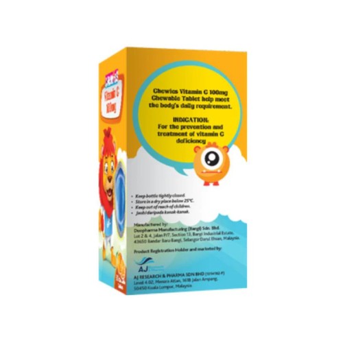 CHEWIES Vitamin C 100mg 30's - Orange Vitamin C Chewable for Immune Booster, Vit C, Vitamin C Kids, 维生素C