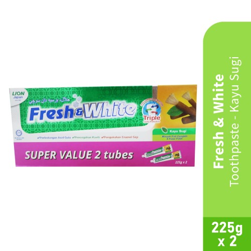 FRESH & WHITE Kayu Sugi Toothpaste 225g x2 (Value pack) - Toothpaste, Fresh N White Toothpaste ,牙膏