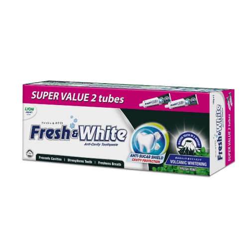 FRESH & WHITE Volcanic Whitening Toothpaste 225g x2  (Value pack) - Toothpaste, Fresh N White Toothpaste ,牙膏