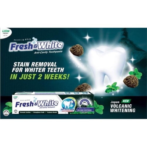 FRESH & WHITE Volcanic Whitening Toothpaste 225g x2  (Value pack) - Toothpaste, Fresh N White Toothpaste ,牙膏