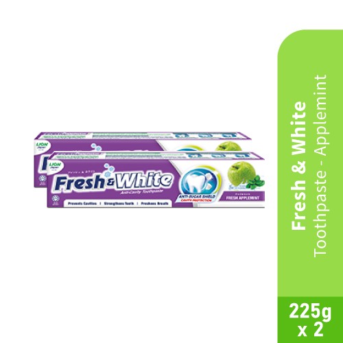 FRESH & WHITE Applemint Toothpaste 225g x2 (Value pack) - Toothpaste, Fresh N White Toothpaste ,牙膏