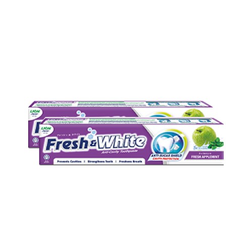 FRESH & WHITE Applemint Toothpaste 225g x2 (Value pack) - Toothpaste, Fresh N White Toothpaste ,牙膏