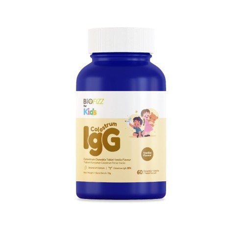 BIOFIZZ Colostrum IgG Chewable Tablet 60's with Vanilla Flavor, Colostrum Milk, Calcium for Kids