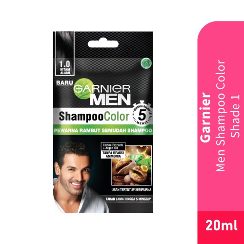 GARNIER Men Shade 1 Shampoo Color 20 ml-Hair Shampoo, Men Hair Shampoo ,Hair Care