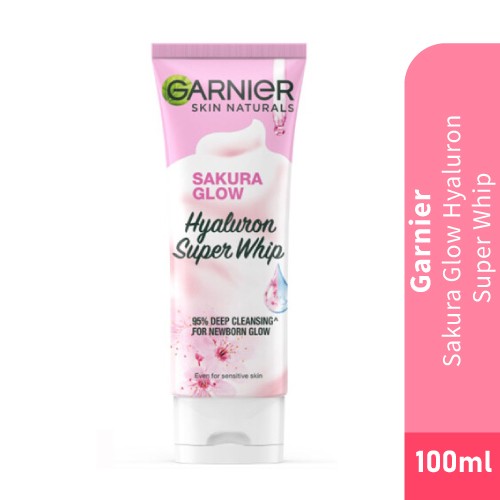 GARNIER Sakura Glow Hyaluron Super Whip 100ml- Cleanser, Skincare, 洗脸霜