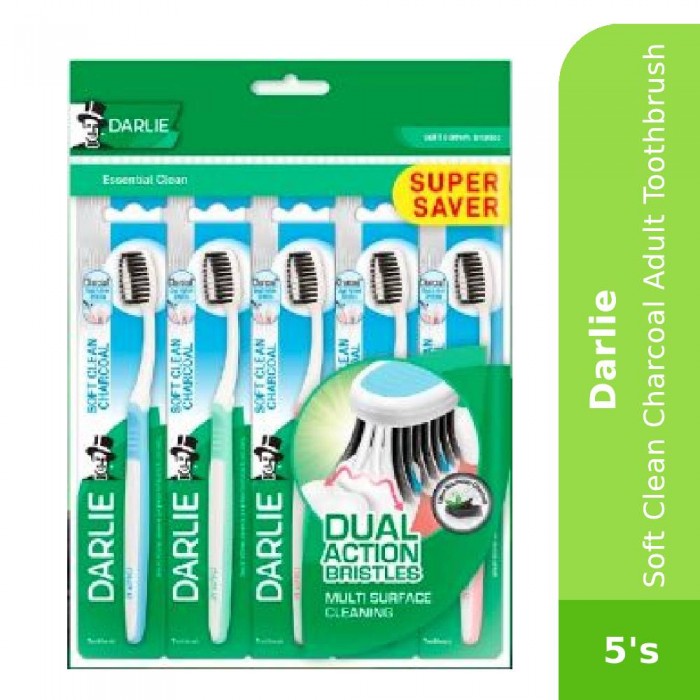 DARLIE Soft Clean Charcoal (S) - Value Pack 5U Darlie Toothbrush, Berus Gigi, Tooth Brush, Brush Teeth, 牙刷