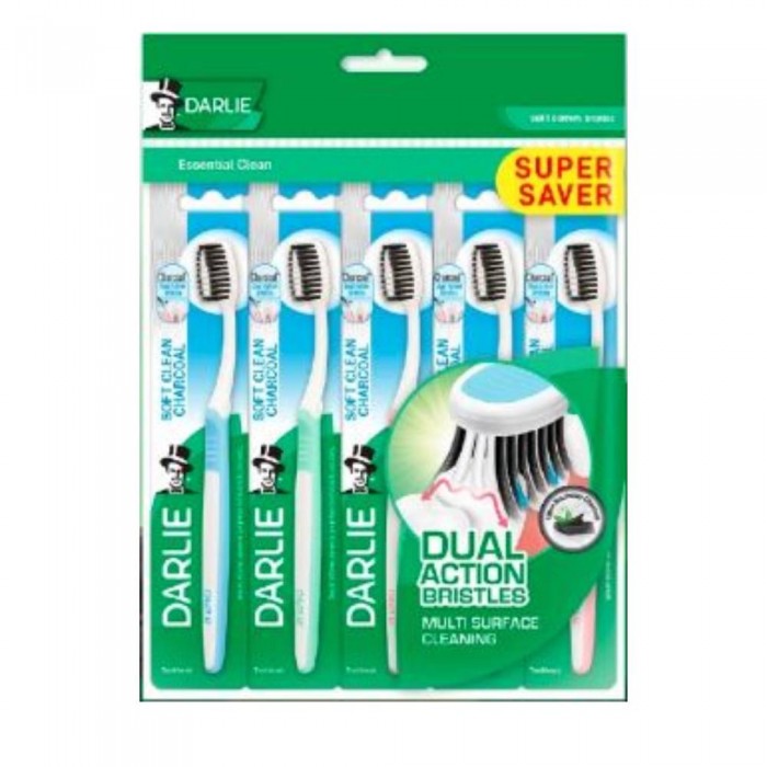 DARLIE Soft Clean Charcoal (S) - Value Pack 5U Darlie Toothbrush, Berus Gigi, Tooth Brush, Brush Teeth, 牙刷