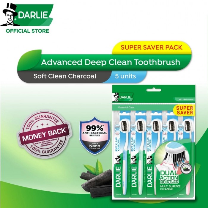 DARLIE Soft Clean Charcoal (S) - Value Pack 5U Darlie Toothbrush, Berus Gigi, Tooth Brush, Brush Teeth, 牙刷