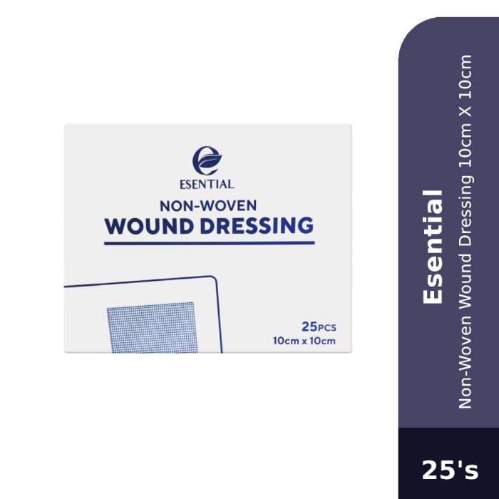 ESENTIAL Non-Woven Wound Dressing 10cmx10cm with 25's -Medical Supplies, Wound Dressing , Absorbent Pad