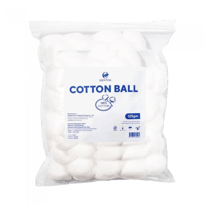 ESENTIAL Cotton Ball 125g -Medical Supplies, Cotton Ball, Cotton Ball Medical