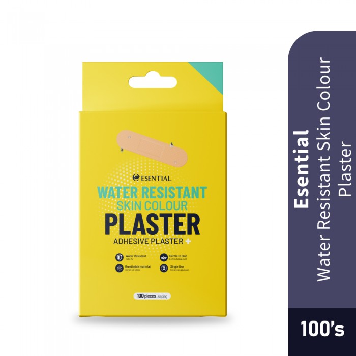 ESENTIAL Water Resistant Skin Colour Plaster 100's -Medical Supplies , Plasters, Water Resistant