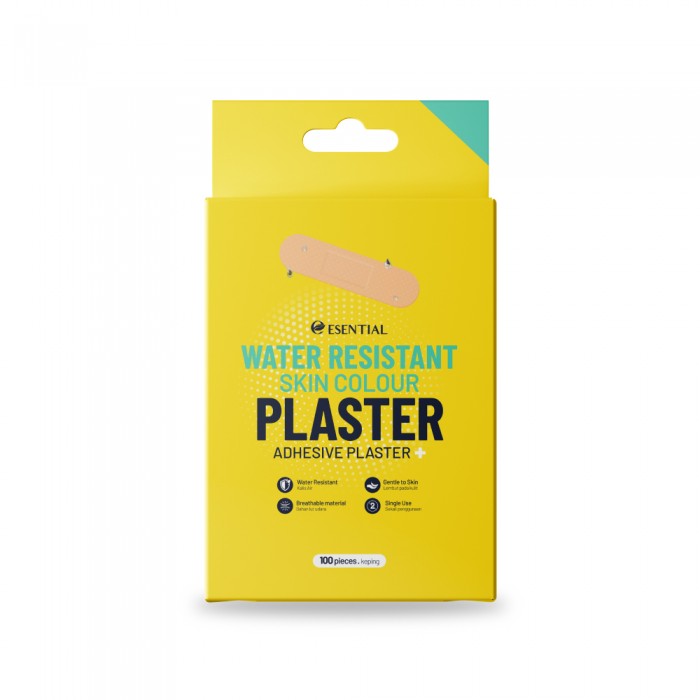 ESENTIAL Water Resistant Skin Colour Plaster 100's -Medical Supplies , Plasters, Water Resistant