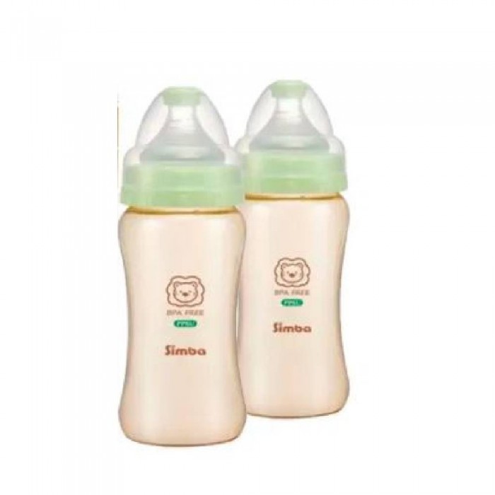 SIMBA PPSU Wide Neck Calabash Green Feeding Bottle 270ml with 2 Pcs Cross Hole - Bottle Feeding , Baby Feeding ,奶瓶