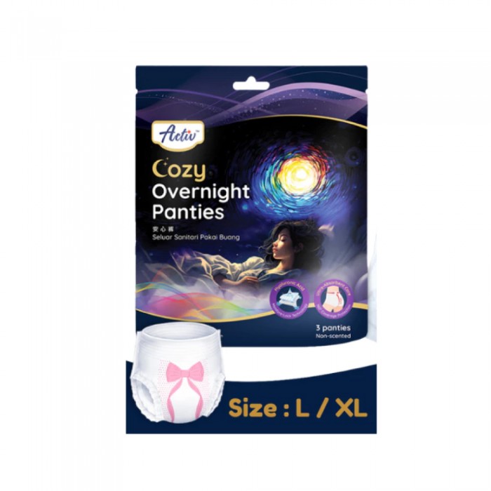 ACTIV Cozy Overnight Panties L/XL with 3's- Personal Care, Panties, Feminine Care