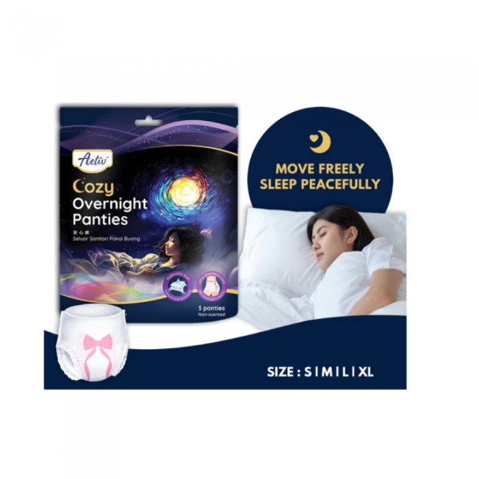 ACTIV Cozy Overnight Panties L/XL with 3's- Personal Care, Panties, Feminine Care