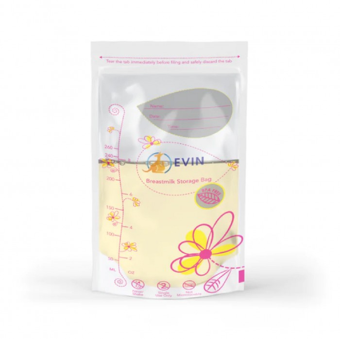 EVIN Breast Milk Storage Bag 250ml With 25 pcs- Milk Collector in Zip Lock Plastic Bag