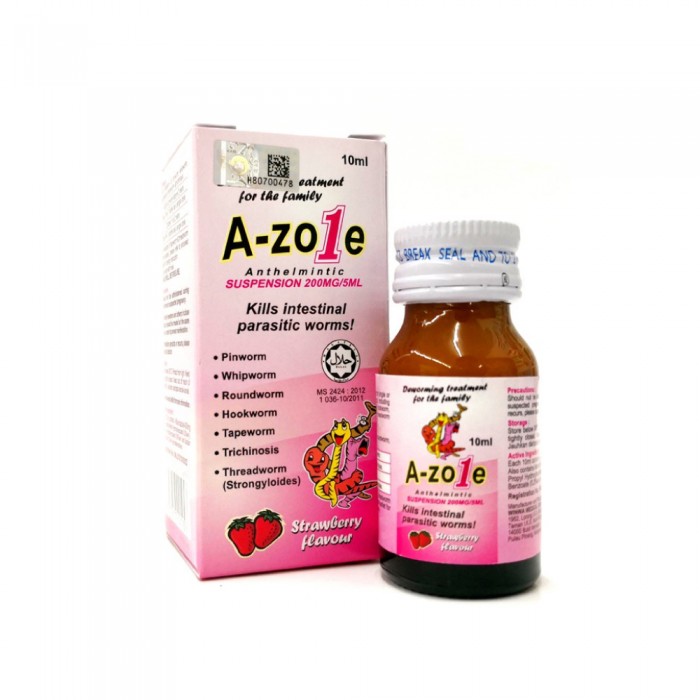 A-ZOLE Suspension 10ml With Strawberry Flavour- Medicine , Health Care