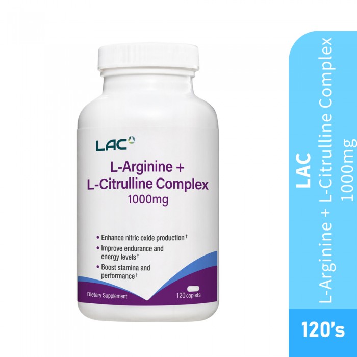 LAC L-Arginine + L-Citrulline Complex 120 Caplets-Supplement, Health Supplement , Well Being