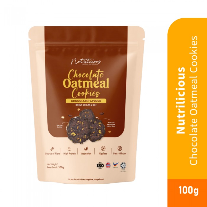 NUTRILICIOUS Chocolate Oatmeal Cookies 100g - Snack , Chocolate, Cookies