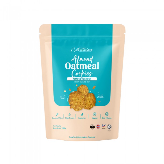 NUTRILICIOUS Almond Oatmeal Cookies 100g- Snack, Almond, Cookies