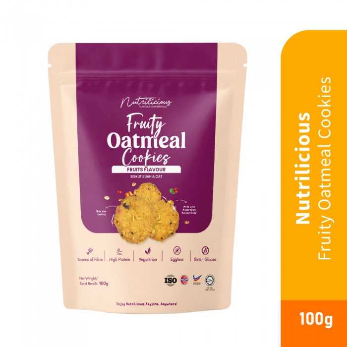 NUTRILICIOUS Fruity Oatmeal Cookies 100g- Snack, Fruity, Cookies