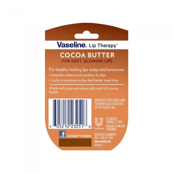 VASELINE Lip Therapy Cocoa Butter 7g-Health Care, Lip , Lip Balm