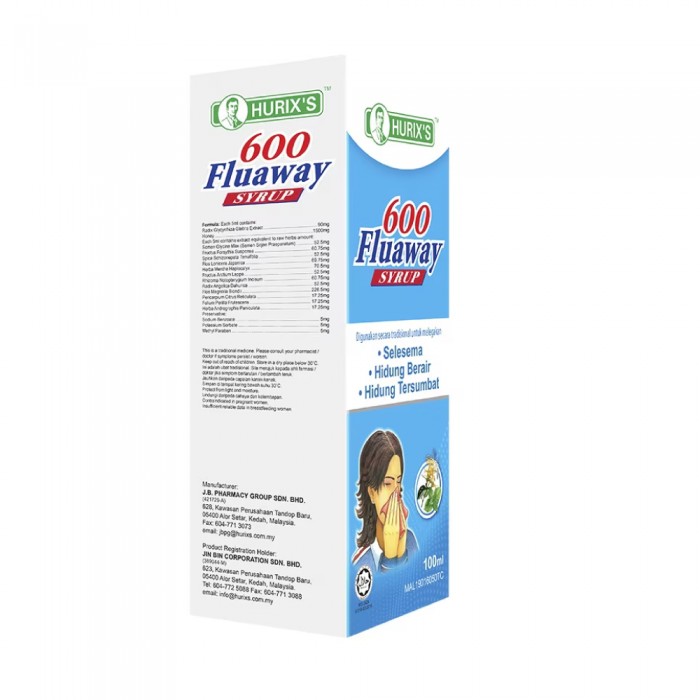 HURIX'S 600 Fluaway Syrup 100ml- Health Care, Cough Syrup , Well Being