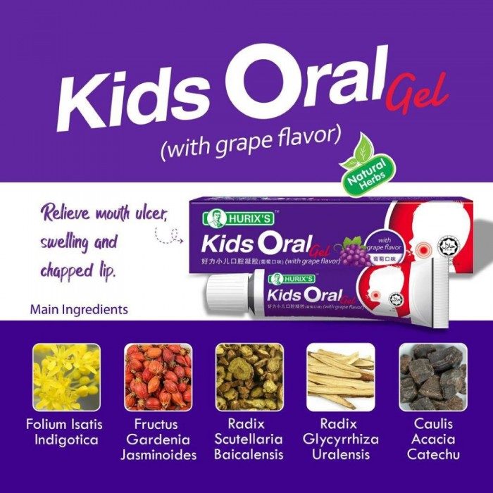 HURIX'S Kid Oral Gel With Grape Flavour 6g- Health Care, Oral Care, Gel