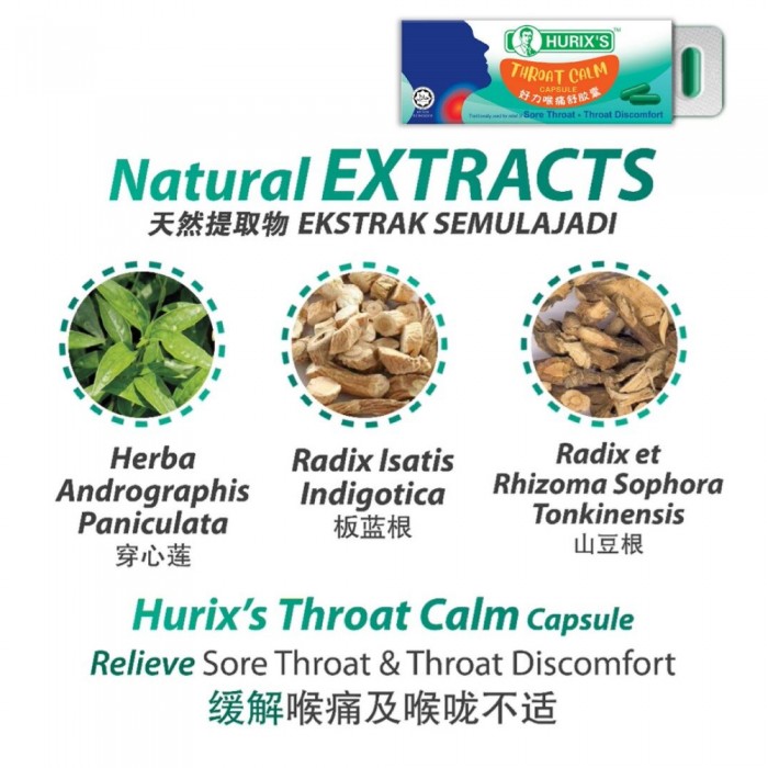 HURIX'S Throat Calm Capsules 6's - Health Care, Throat, Well Being