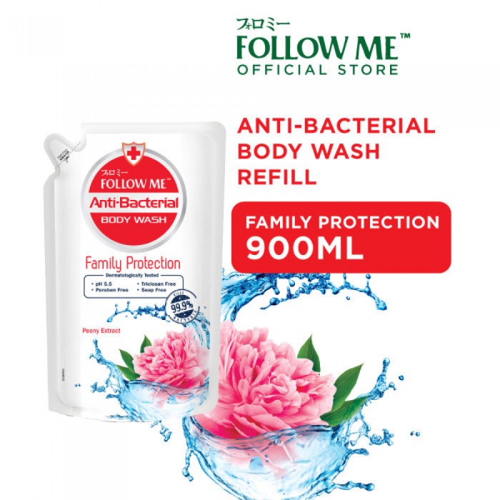 FOLLOW ME Antibacterial Body Wash Refill Pack For Family Protection 900ml- Body Wash, Refill Pack, Skin Care