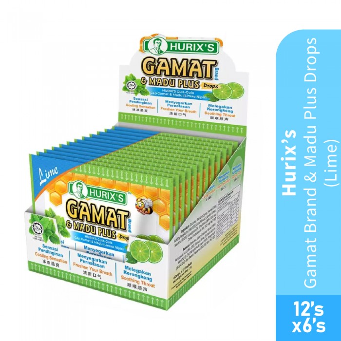 HURIX'S Gamat Branch &Madu Plus Drop Lime 12x6's- Lime, Snack, Health Care