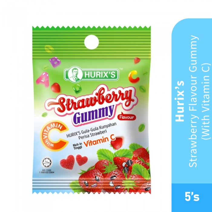 HURIX'S Strawberry Flavour Gummy With Vitamin C 5's-Strawberry Flavour, Vitamin C, Gummy