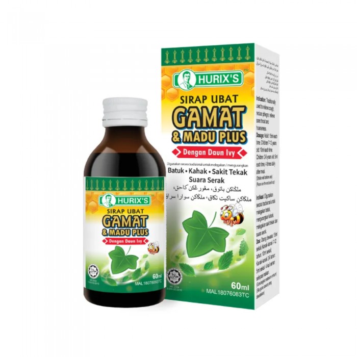 HURIX'S Sirap Ubat Batuk Gamat & Madu Plus 60ml- Health Care, Well Being, Utak Batuk