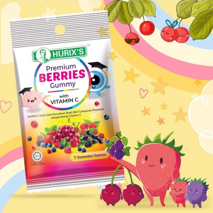 HURIX'S Premium Berries Gummy With Vitamin C 7's- Berries, Vitamin C, Gummy