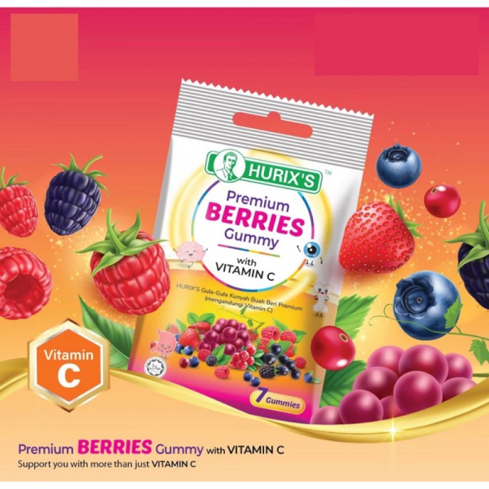 HURIX'S Premium Berries Gummy With Vitamin C 12 x7's- Berries, Vitamin C, Gummy