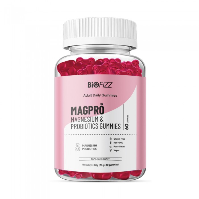 BIOFIZZ Magpro Magnesium & Probiotics Gummies 2.5g x 60's for Gut Health, Sleep, Probiotic Supplement, Gummy, 软糖