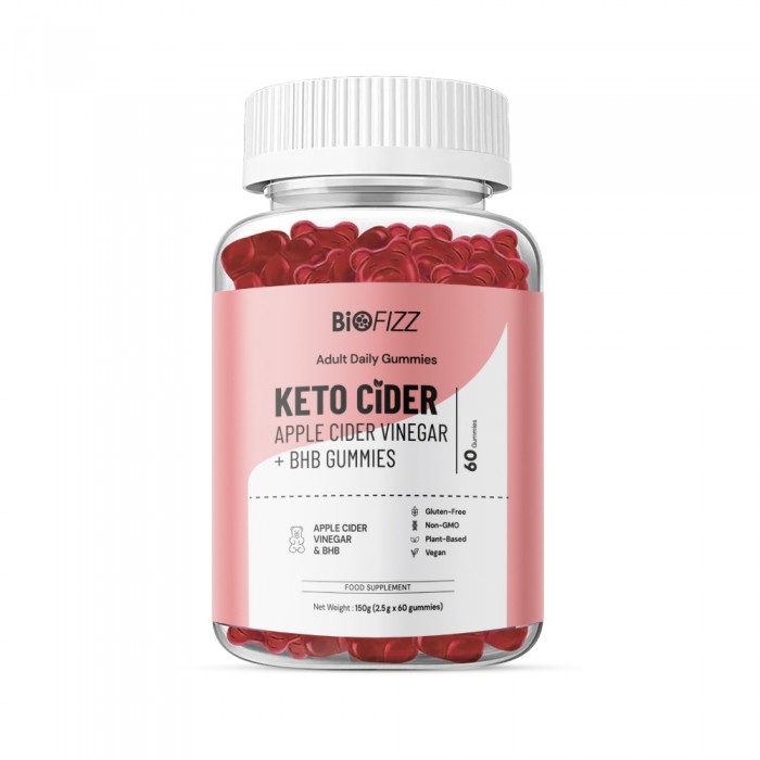 BIOFIZZ Keto Cider Apple Cider Vinegar + BHB Gummies 2.5g X 60's for Detox, Slimming, Fat Buner, Gummy, Gummy Halal, 软糖