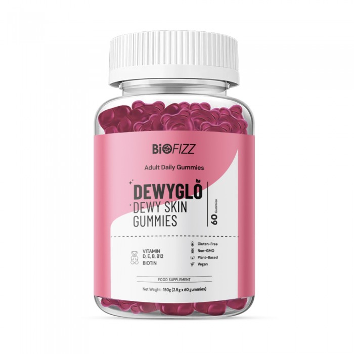 BIOFIZZ Dewyglo Dewy Skin Gummies 2.5g X 60's for Hair, Nail, Skin Supplement with Biotin, Gummy, Gummy Halal, 软糖