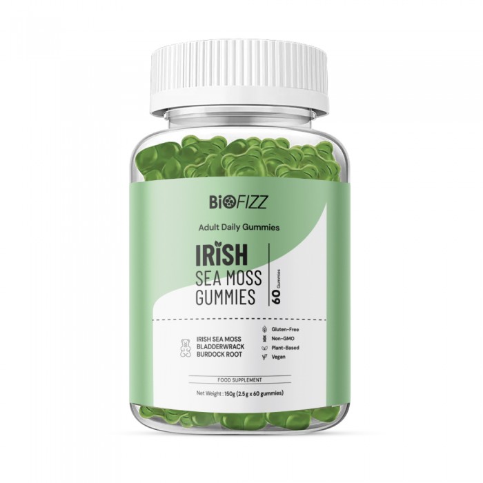 BIOFIZZ Irish Sea Moss Gummies 2.5g X 60's for Detox, Energy Booster with Mineral, Gummy, Gummy Halal, 软糖