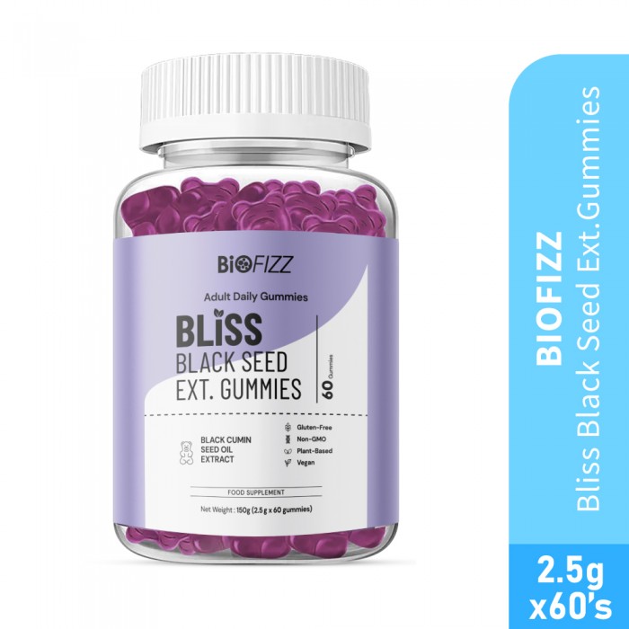 BIOFIZZ Bliss Black Seed Extract Gummies 2.5g X 60's for Immunity Booster, Sinus, Respiratory Health, Gummy, Gummy Halal