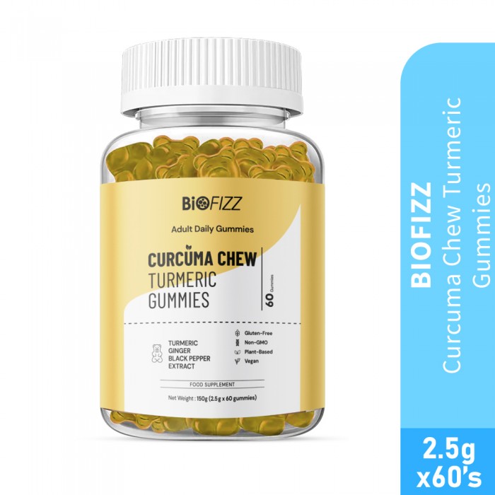 BIOFIZZ Curcurma Chew Turmeric Gummies 2.5g X 60's for Joint, Arthritis, Gummy, Gummy Halal, 软糖