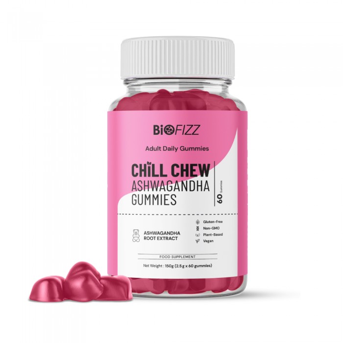 BIOFIZZ Chill Chew Ashwagandha Gummies 2.5g X 60's for Relax, Sleep, Stress, Gummy, Gummy Halal, 软糖