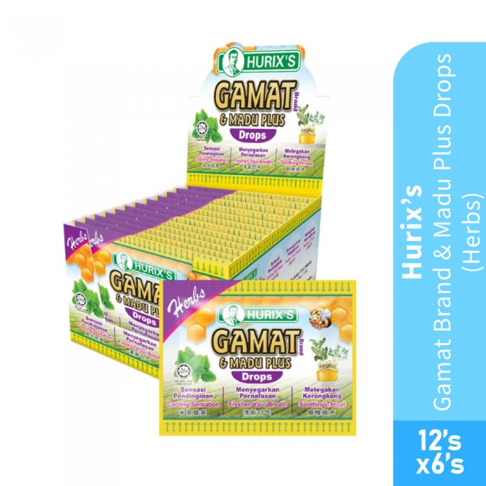 HURIX'S Gamat Branch &Madu Plus Drop Herbs 12x 6's-Herbs, Snack, Health Care