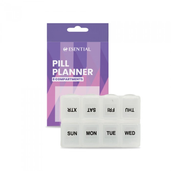 ESENTIAL Pill Planner 8 Compartments 1's- Pill Box , Medicine Box, Bekas Ubat