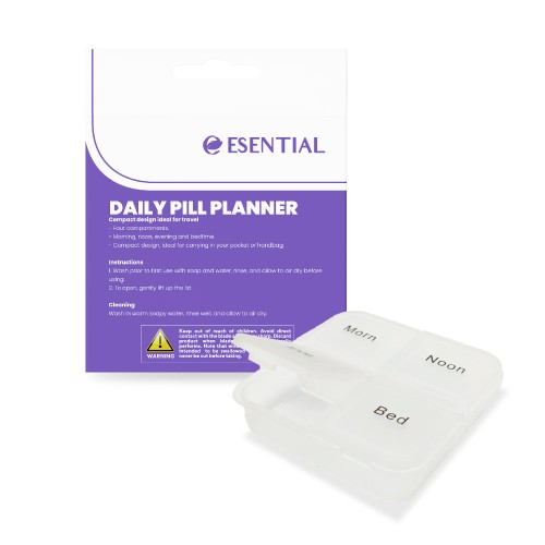 ESENTIAL Daily Pill Planner 4 Compartments 1's- Pill Box , Medicine Box, Bekas Ubat