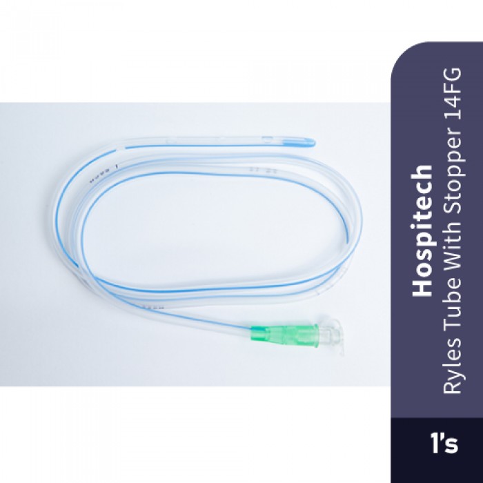 HOSPITECH Ryles Tube With Stopper 14 FG 1's -Medical Supplies , Ryles Tube, PVC