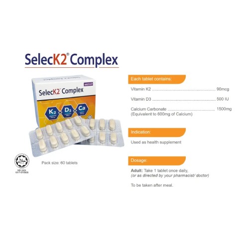 SELECK2 Complex Tablet 60's -Tablet, Vitamin D3, Vitamin K2