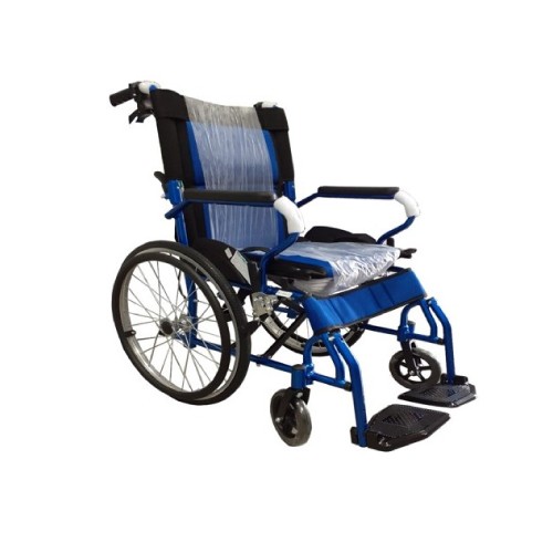 PROMEDICTECH Portable Big Wheel Traveling Wheelchair WC-108 Blue -Wheelchair, Medical Supplies, 轮椅